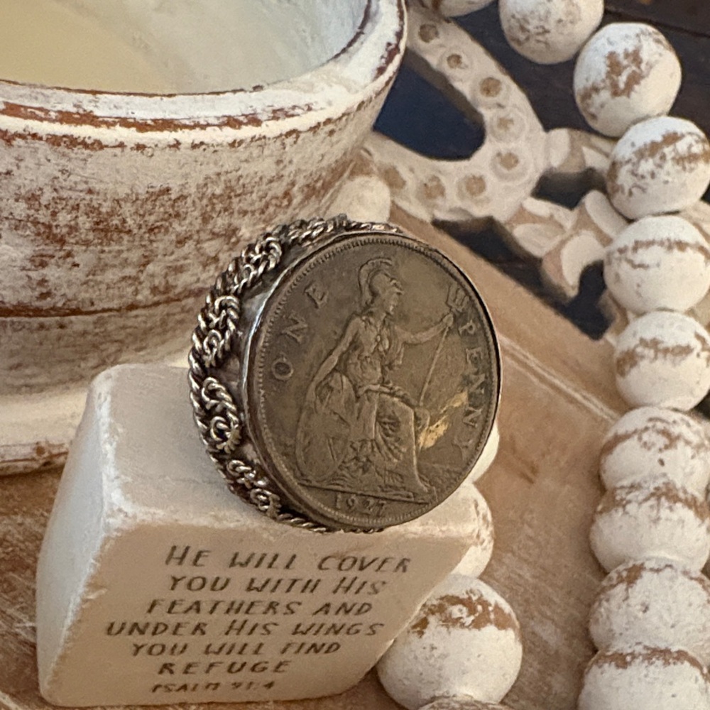 Penny Ring 1927 Vintage Great Britain George the V Coin Ring Handcrafted